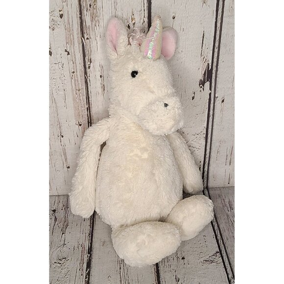 8" Jellycat Small Bashful Unicorn White Plush Stuffed Animal Pink Mane Retired - Picture 1 of 2